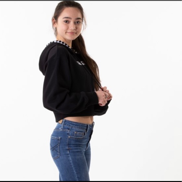 Vans Strait Out Turvy Cropped Hoodie Black Women’s - Picture 3 of 8